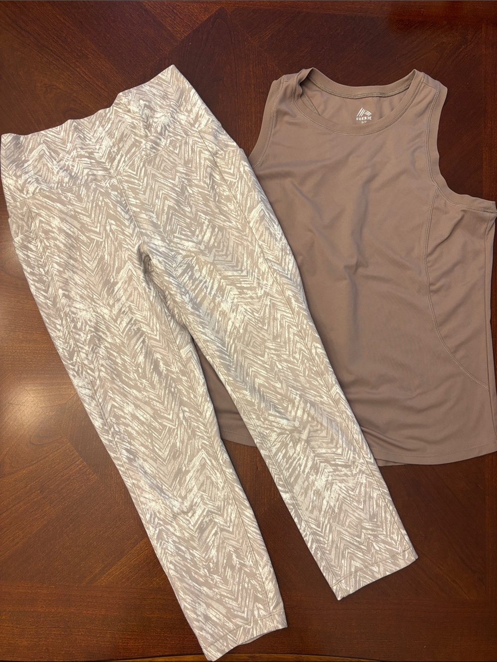 RBX Taupe Tank with Patterned Leggings